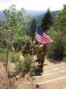 Firefighters on Pikes Peak Incline Firefighters on Pikes Peak Incline